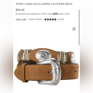Tony Lama Scalloped Belt 34"